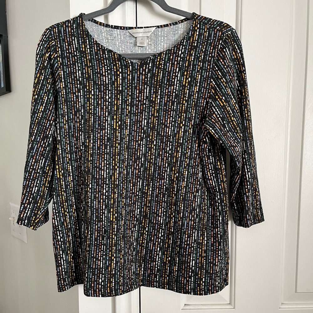 Christopher & Banks 3/4 Sleeve Cotton Top - size Med